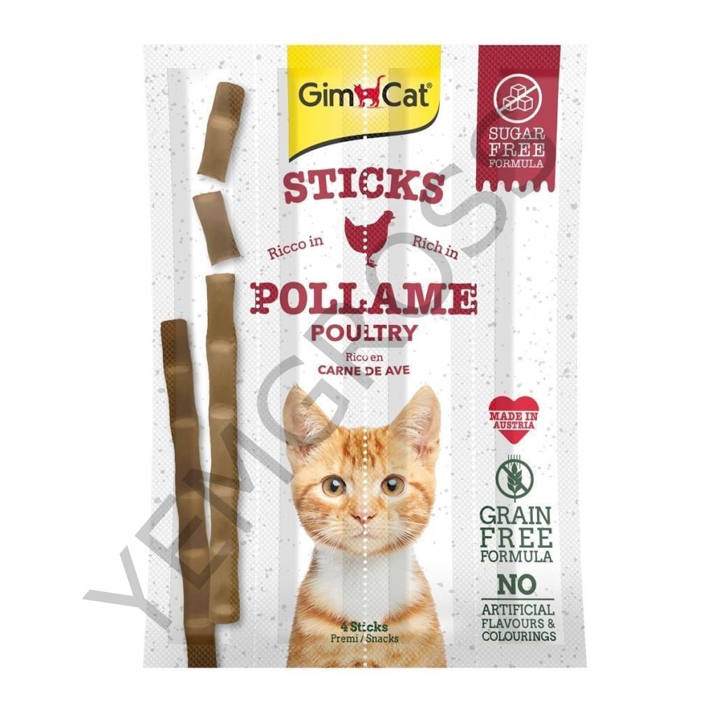 GimCat Sticks Kümes Hayvanı etli TAHILSIZ Ödül Çubukları 20 gr