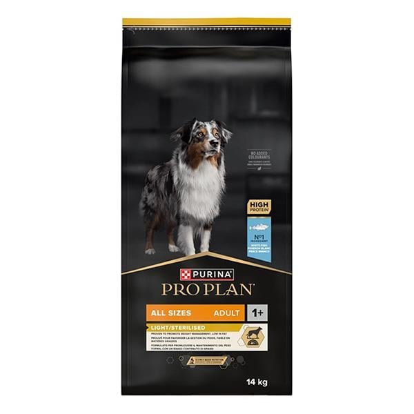 Pro Plan All Size Beyaz Balıklı Sterilised-Light Yetişkin Köpek Maması 14 Kg