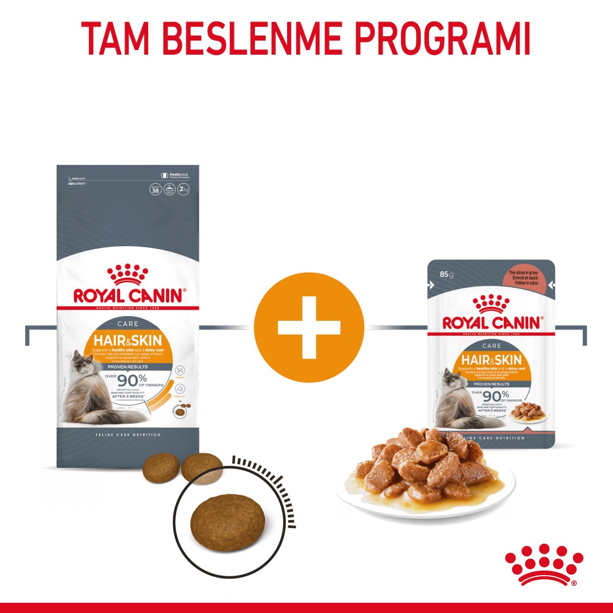 Royal Canin Hair Skin Hassas Tüylü Yetişkin Kedi Maması 85 Gr