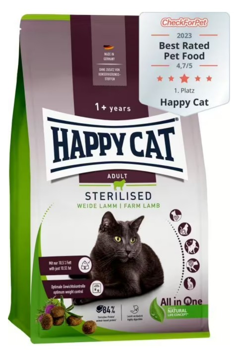 Happy Cat Weide Lamm Kuzu Etli Kısırlaştırılmış Kedi Maması 4 Kg