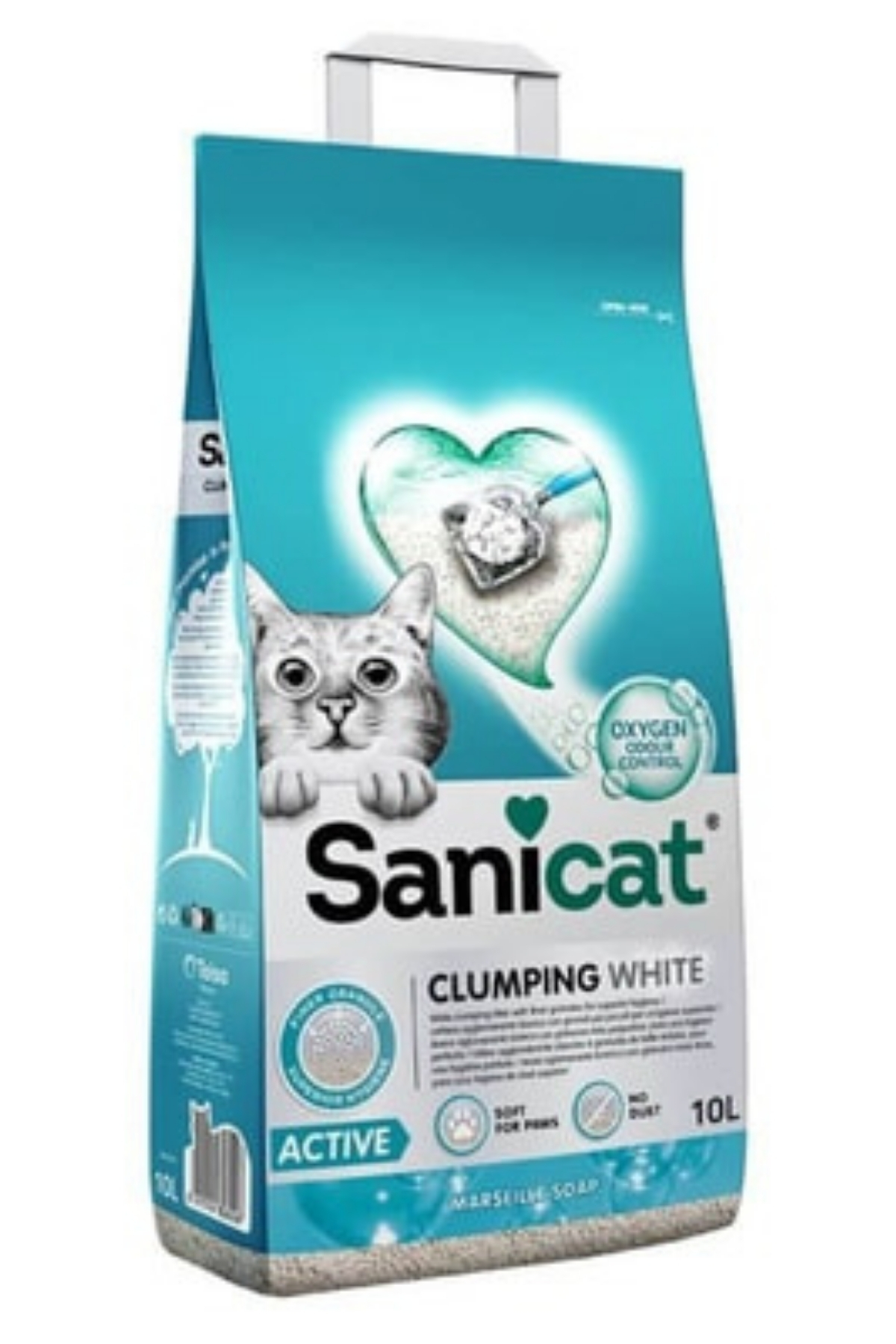 Sanicat Clumping White Active Marsilya Sabunlu Kedi Kumu 10l Sanicat Clumping White Active Marsilya Sabunlu Kedi Kumu 10l