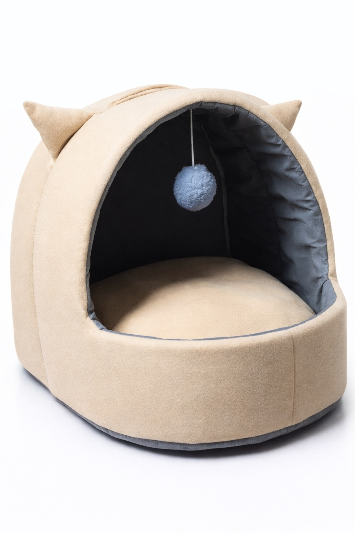Trompet's Bej Kulaklı Yıkanabilir Kedi ve Köpek Yatağı